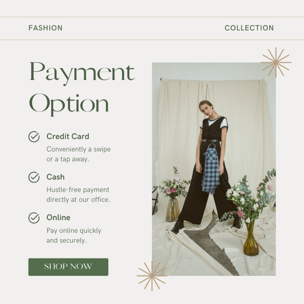 photo of "payment option" for online clothing store
